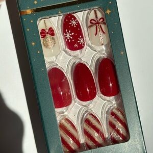 IMPRESS Nails Christmas Red Bow Snowflake Candy Cane White Night BNIB not open